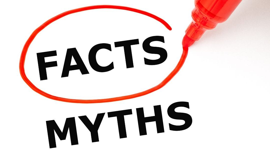 The word facts and myths on a page with a red marker circle around facts